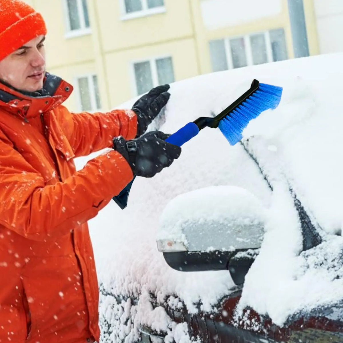 2-in-1 Ice Scraper and Snow Brush for Car - Ergonomic Foam Grip Windshield Cleaner - Efficient for SUV, Sedan & Winter Driving
