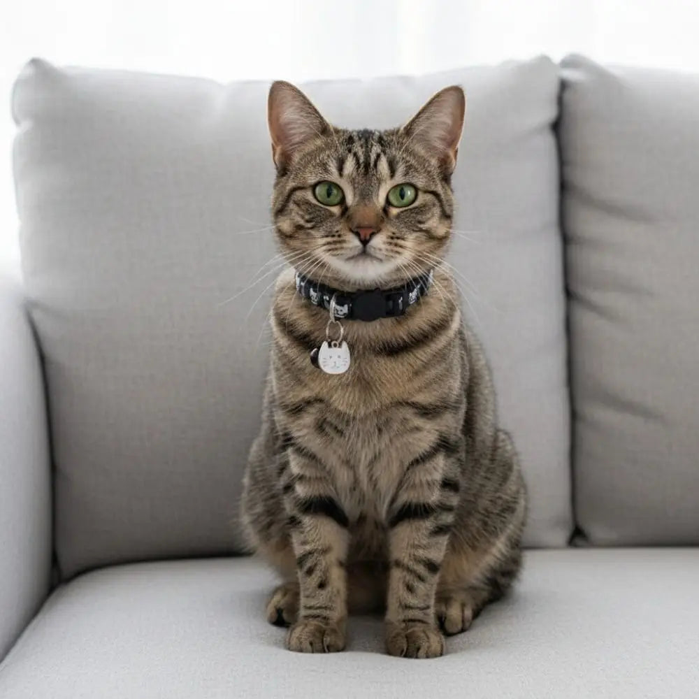 Adjustable Pet Cat Collar Quick Release Safety Buckle Anti-lost Cat Necklace Cat Pattern with Cat Face Pendant Bell