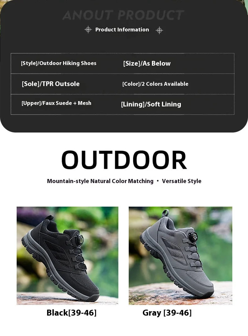 Men'S Spring And Autumn Outdoor Sports Shoes With Rotating Buckle Convenient Comfortable Anti Slip Hiking Shoes Large Size 39-48