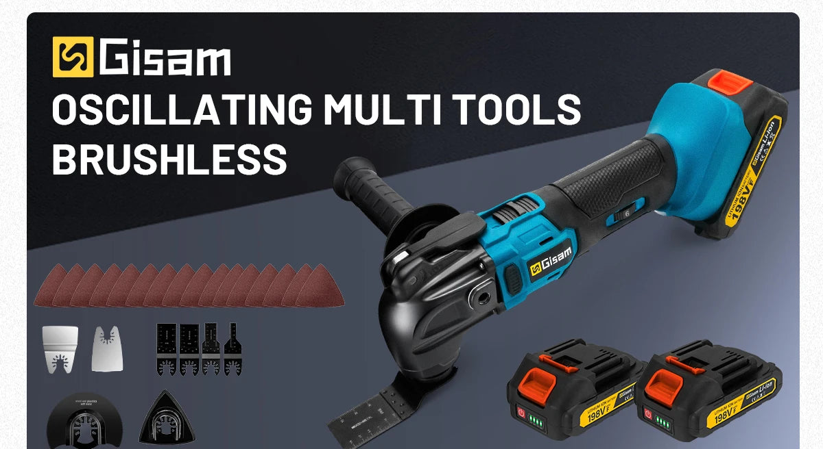 Gisam 20000OPM Cordless Quickrelease Oscillating Tool Multifunction Trimmer Power Tool Anti-Vibration for makita 18V battery Pin