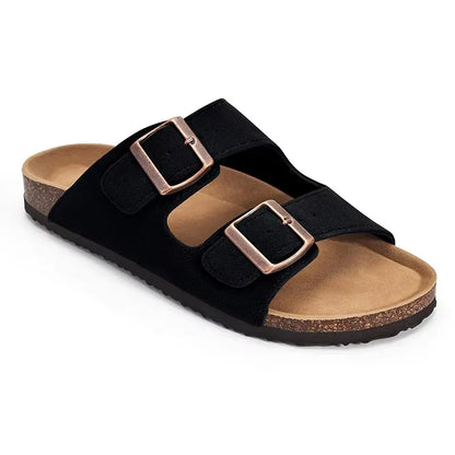 Shevalues Men's Suede Clogs Soft Leather Mules Men New Summer Men Cork Sandals Comfort Slip On Unisex Clogs With Arch Support