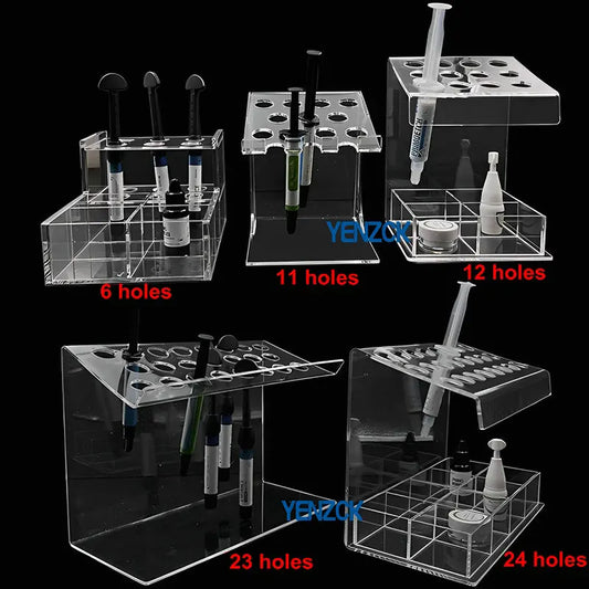 5 Types Acrylic Organizer Holder for Dental Syringe Resin Adhesive Applicator Dispen Dental Storage Supplies
