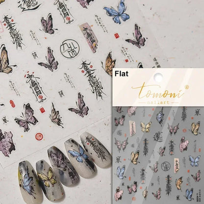1pcs 5D Japanese Black Butterfly Nail Art Stickers Glitter Shiny Kawaii Self Adhesive Manicure Decorations Tool Decals Accessory