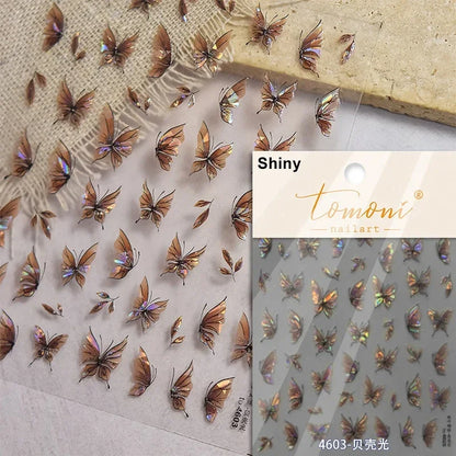 Jelly Butterfly 5D Nail Art Sticker Rhinestone Crystal Charming Shiny Insect Animals DIY Self Adhesive Decoration Manicure Decal