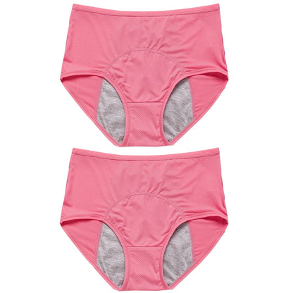 2pcs Women's Physiological Briefs Girl Menstrual Panties Ladies Period Leak Proof Panty Mid Waist Ice Silk Underwear