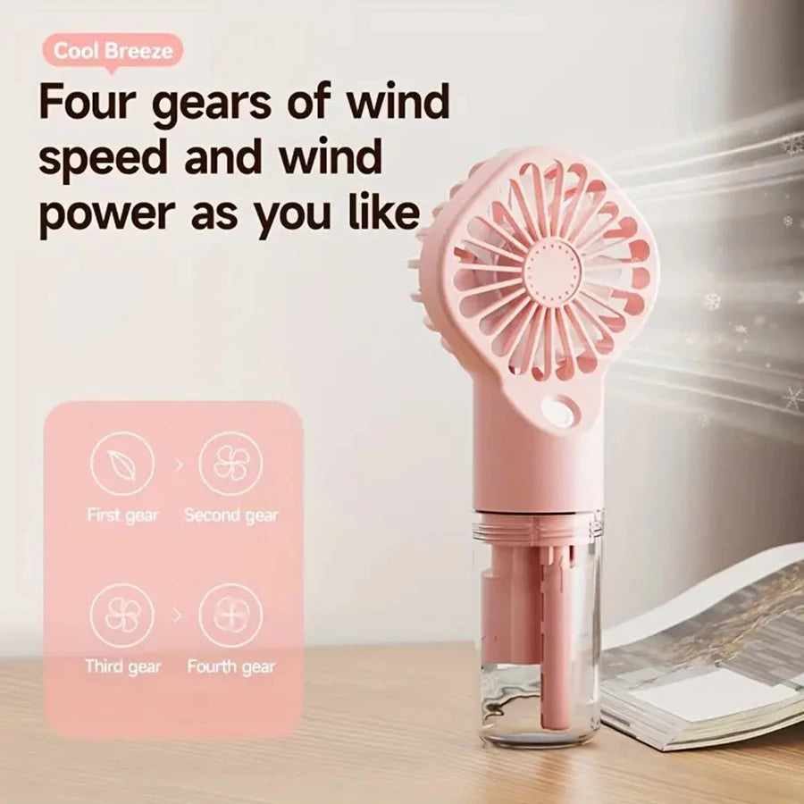 Portable Handheld Spray Fan - USB Charging Mini Humidifier Fan, Suitable for Travel and Outdoor Use as a Handheld Fan