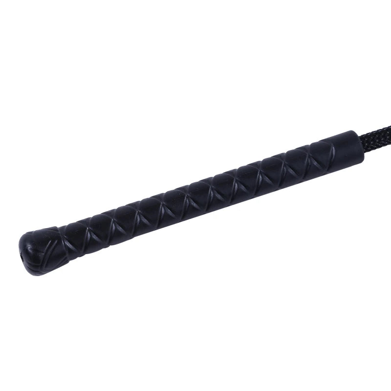 High Quality Black Faux Leather Horse Whip Hand Made Halter Braided Riding Racing Equipment