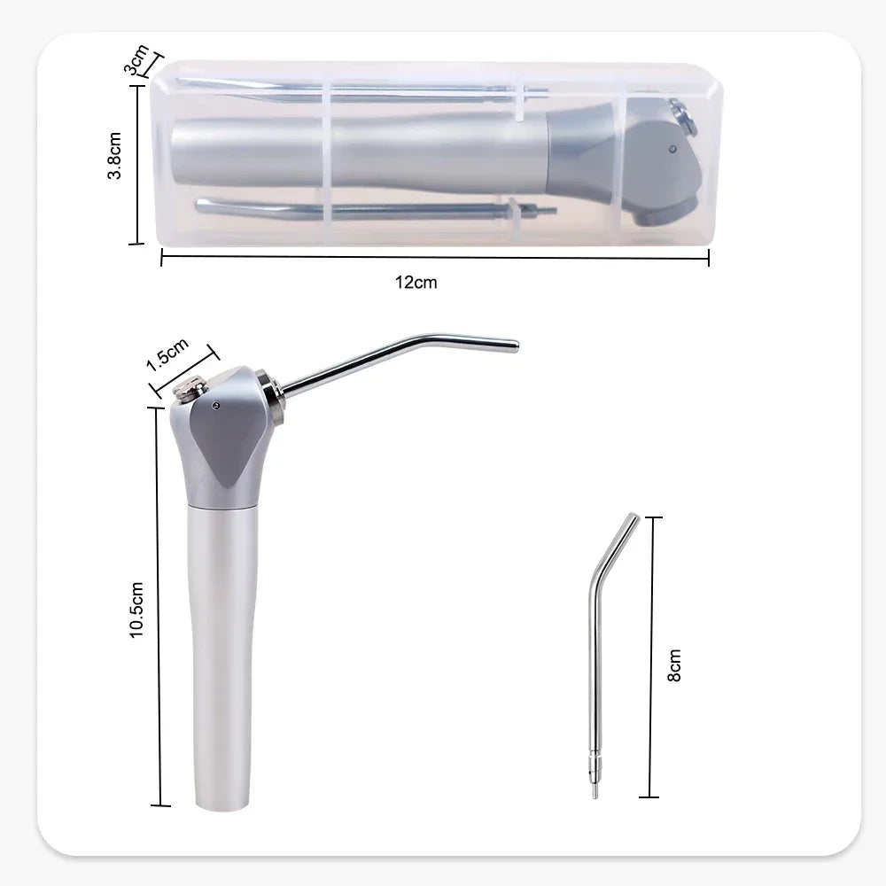 ELIJAH Dental Air Water Spray Gun Triple 3 Way Syringe Handpiece with 2 Nozzles Tips Tubes For Dental Lab Silvery Available