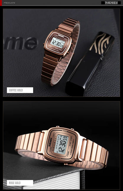 SKMEI 1901 Luxury Women Watches Small Dial Digital Chrono Calendar Watch Waterproof Ladies Wristwatch Clock Montre femme 1620