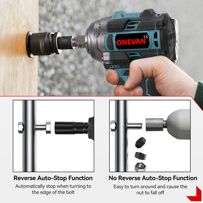 ONEVAN 500N.M Brushless Electric Impact Wrench Handheld Cordless Electric Screwdriver Wrench Power Tool With Lithium-Ion Battery