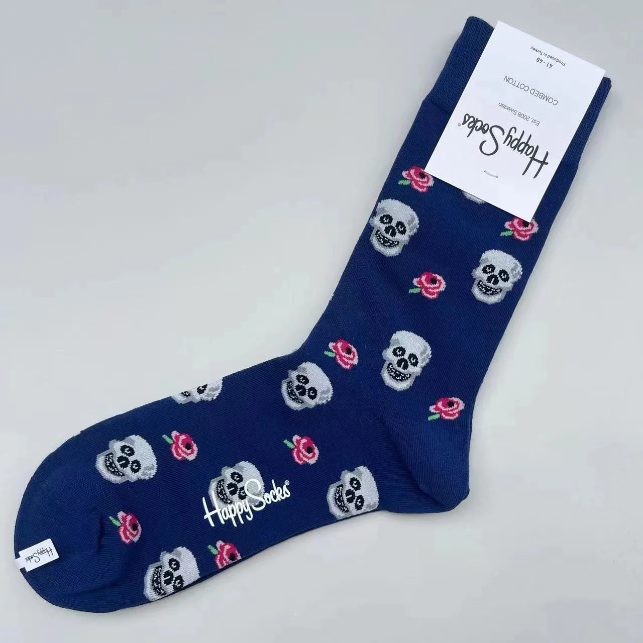 Happy Socks Men's Mid-tube Socks Four Seasons Pure Cotton Classic Socks SIZE 41-46