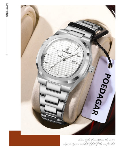 POEDAGAR Top Exquisite Women's Wristwatch Waterproof Luminous Date Fashion Ladies Watches Stainless Steel Quartz Watch For Woman