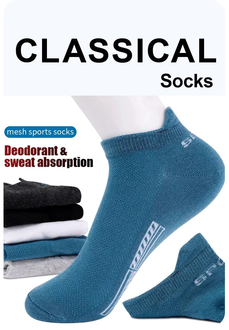 5/10/20 Pairs Men Solid Color Shallow Mouth Socks Spring Summer Mesh Breathable Odor Proof Sweat Absorbing Casual Boat Socks