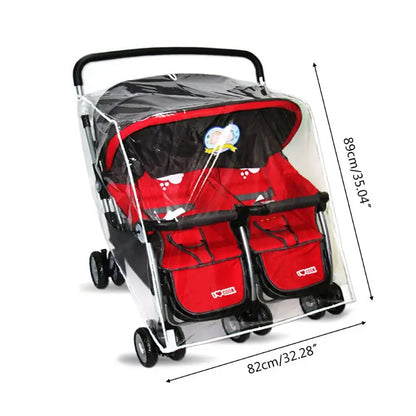 Baby Pushchs Rain Cover for Twins Clear Stroller Raincoat Wind Dust Shield