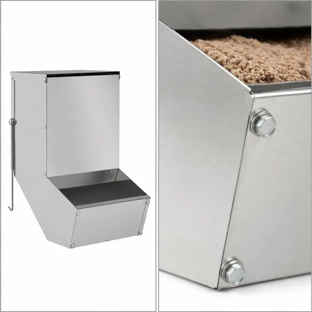 Rabbit Feeder, Galvanized Steel Hanging Hay Rack For Hutch And Cage, Easy Filling And Feeding, Silver, 17.5x26x28.5 Cm