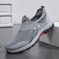 Men's lightweight slip-on sneakers - non-slip casual shoes suitable for hiking, daily wear, and outdoor adventures, black low-top fabric design, with synthetic sole, round toe, ideal for spring and autumn, hiking gear