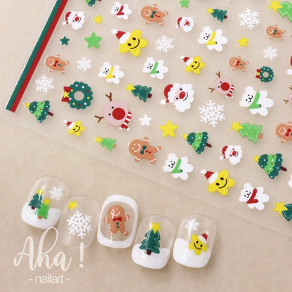 Winter Christmas Atmosphere Nail Stickers Snowman Snowflake Wapiti Self-adhesive High Quality Cute Nail Stickers Nail Art Deco