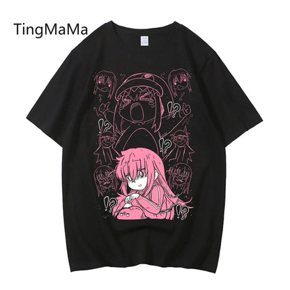 Unisex Anime Cos BOCCHI THE ROCK Hitori Gotoh Ljichi Nijika Cotton Casual Short Sleeve Tees High Quality Streetwear