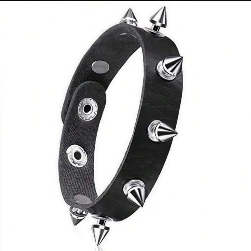 Vintage Leather Bracelets Punk Row Cuspidal Spikes Rivet Stud Wide Cuff PU Leather Punk Gothic Rock Unisex goth accessories