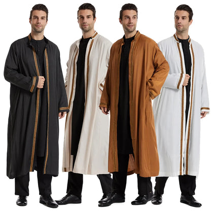 Dubai Saudi Muslim Men Open Abaya Kimono Dresses Turkey Eid Ramadan Islamic Kaftan Arabic Long Robe Caftan Jubba Thobe Clothing