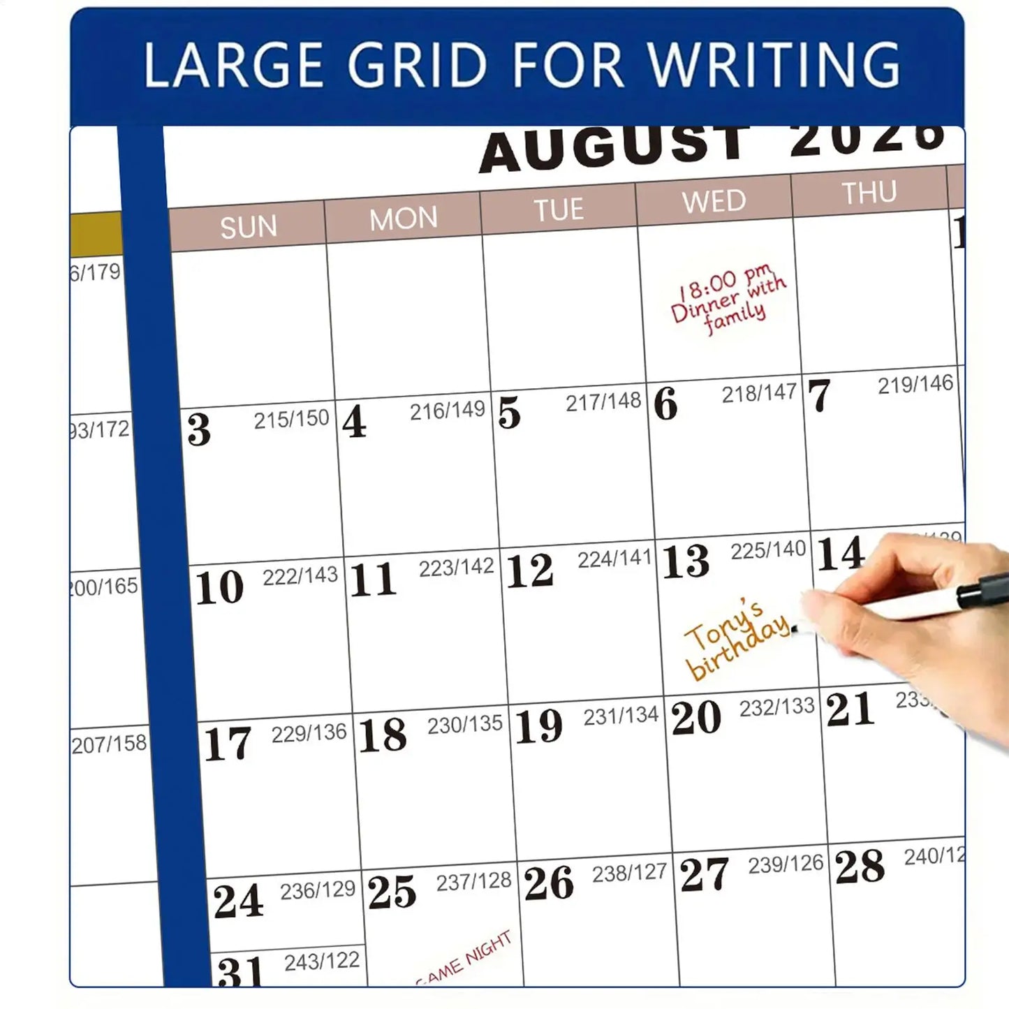 Large Dry Erase Calendar for Wall 2026 Wall Calendar 12 Month 24 X 36 Inch Yearly Schedule Organizer for Indoor Home Fridge