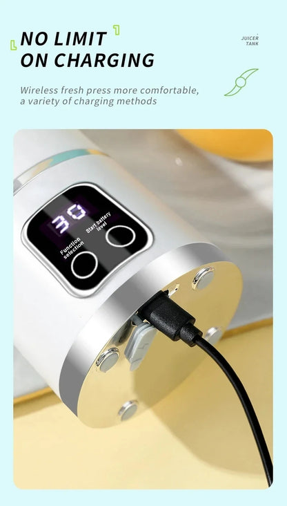 2026 New Household Charging MINI Crushed Ice Electric Juicer Powerful Motor 450ML Large Capacity Digital Display Juice Cup