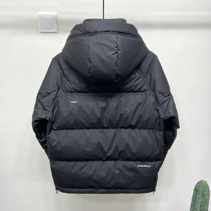 Men's Winter Down Jacket Windproof Thickened Warm Non Washable Hooded White Duck Short Down Coats Trendy Down Puffer Jackets
