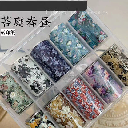 10Rolls Plaid Thousand-Bird Bow  Stars Nail Foils Transfer Paper  Nail Art Stickers  Manicure Set Decal  Nails Decoration