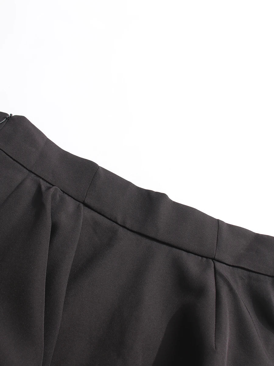 CHICEVER Elegant Spliced Asymmetrical Ruffles Skirts for Women High Waist Patchwork Appliques Pleated Long Skirt Female Spring