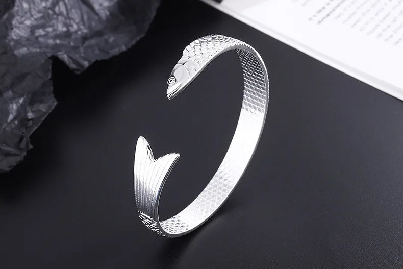 New Creative Fashion Personality Lucky Fortune Transfer Dragon Bracelets 925 Sterling Silver Jewelry Fish Bangles TYB110