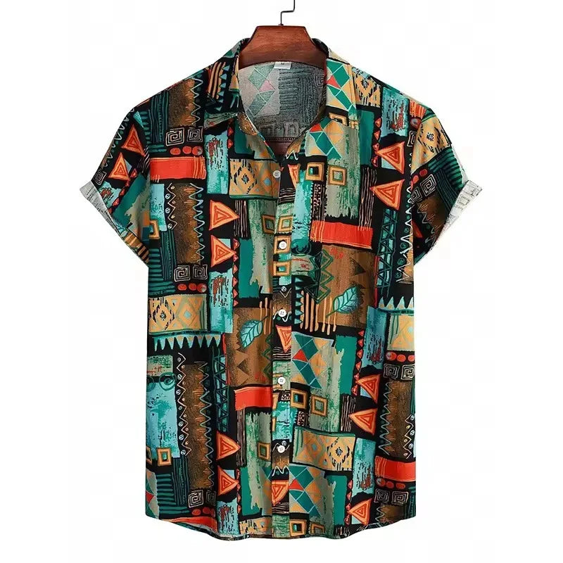 New Hawaii Spring/Summer Fashion Leisure Street Walk Tourist Beach Printed Full Open Short Sleeve Button Shirt