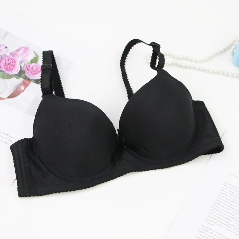 2025 New Sexy Bow Sweat Absorption Bras Solid Smooth 34/75 36/80 38/85 40/90 42/95 44/100 ABC Cup Underwear Pus Up Lingerie