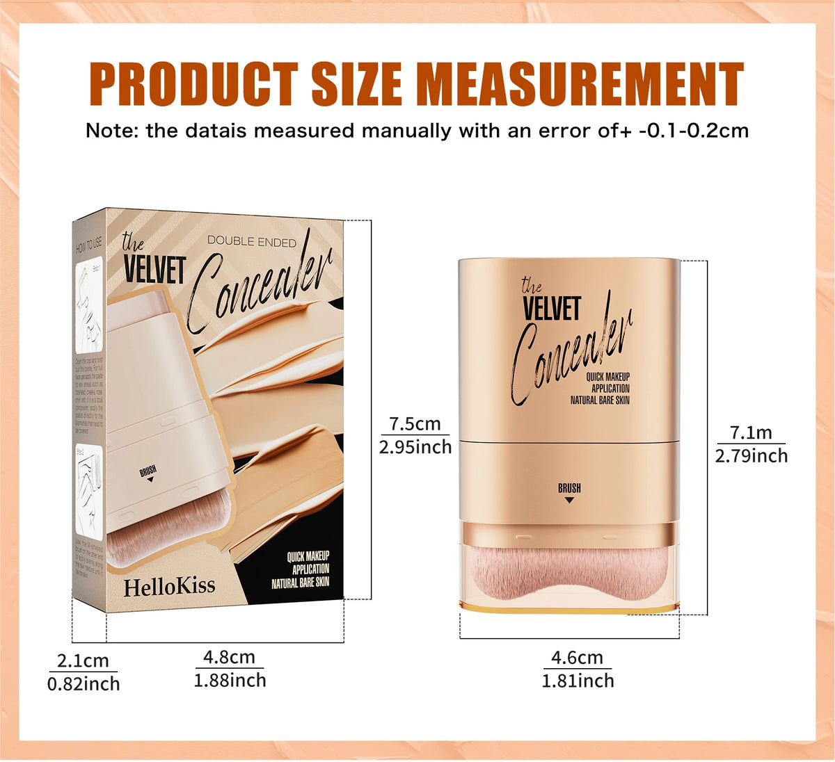 2-in-1 Concealer and Foundation Stick, Covers Dark Circles, Waterproof and Sweat-Resistant, Creates Flawless-Looking Makeup