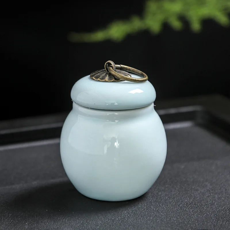 C18 Mini Ceramic Memorial Pet Urn Portable Airtight Container for Dog Cat Ashes Pet Hair Tiny Keepsake Storage Memorials Gifts