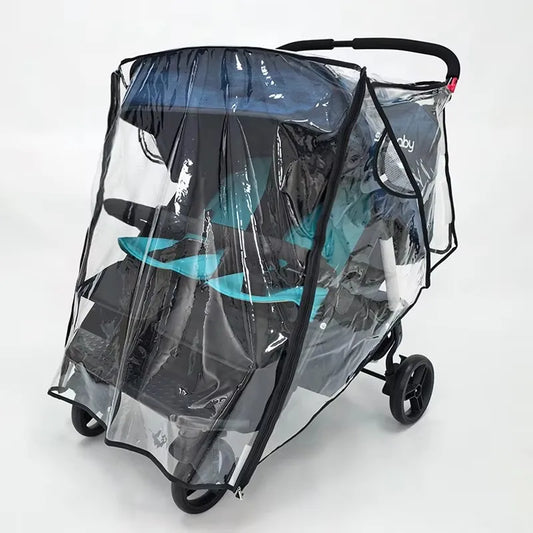 Twin Stroller Rain Cover Windshield Double Front Stroller Universal Rainproof Warm Cover Cart Raincoat Baby Stroller Accessories