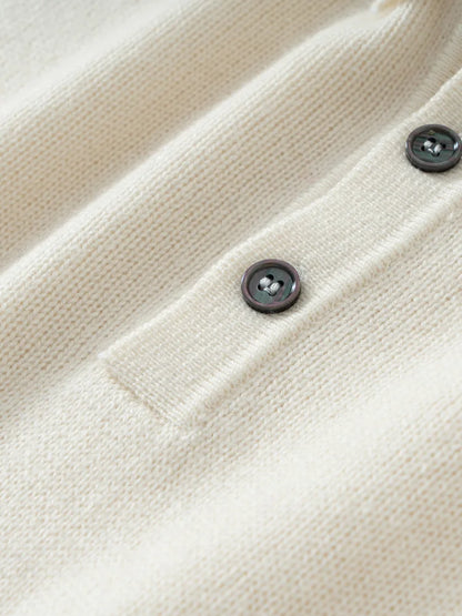 ANGEL 2024 Men's New POLO Shirt 100% Cashmere Knitted Pullover Solid Color Sweater Fall Winter Casual Business Office Jacket