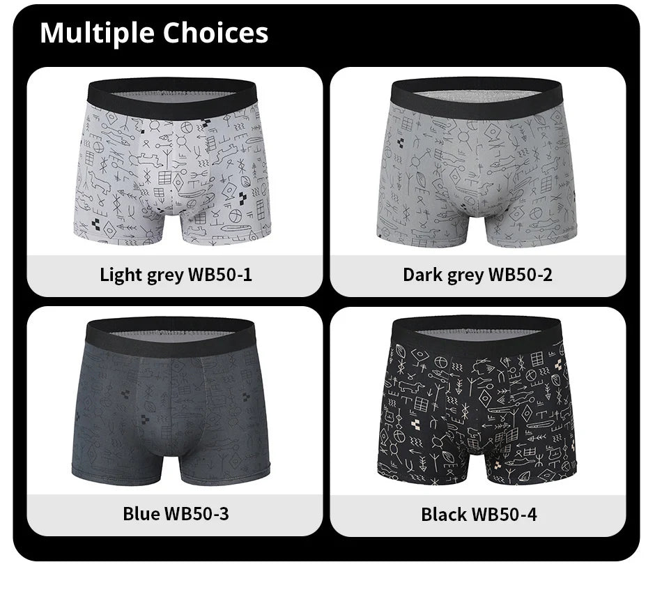 4/10piece Set Of European And American Men's Fashionable Printed Boxer Shorts Loose Oversized Elastic Waist Underwear Base Short