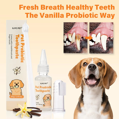 GJYC PET Probiotic Pet Dental Care Kit Toothpaste With Toothbrush Finger Brush Reduce Plaque Tartar Freshen Breath For Dogs Cats
