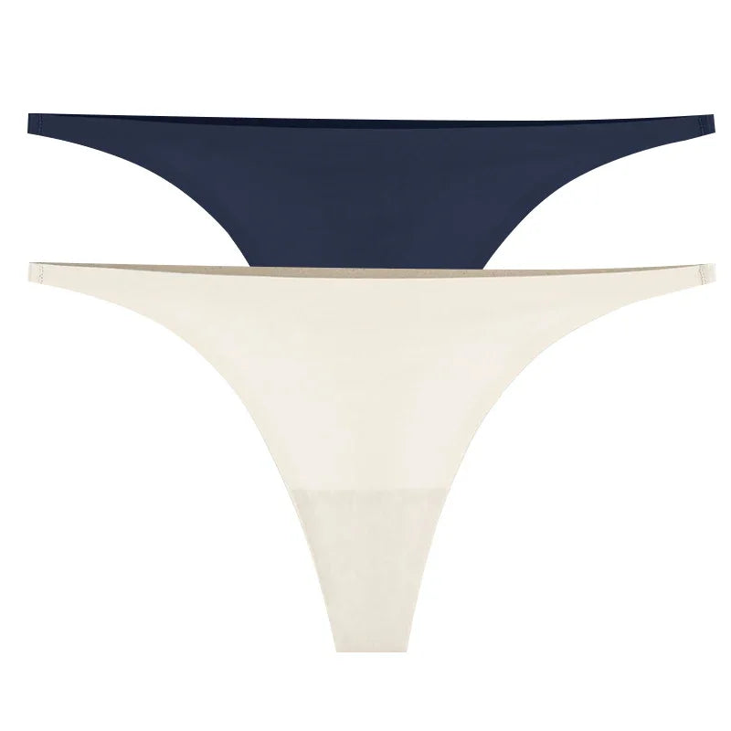 1-6pcs Seamless Panties Ice Silk Seamless Panties For Women Soft Thin Thongs Woman Satin Underwear Female Bikini String Panties