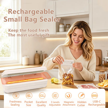 Plastic Bag Sealer Mini Heat Bag Sealing Machine Rechargeable Handheld Plastic Storage Package Sealer Clip Bag Food Heat Sealer