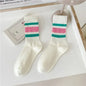 Men's Striped Basketball Medium Tube Socks Vintage Unisex female Couple Cottons Japanese Thick Towel Bottom male Sports Socks