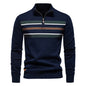 AIOPESON Mens Mock Neck Cotton Pullover Knit Sweaters Casual Business Strip Ribbed Turtleneck Sweaters for Men
