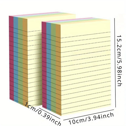 A Copy One Hundred Pages Self-Stick Lined Notes, Colorful Portable Memo Pads for Office, Home, School, Easy To Apply Notepad