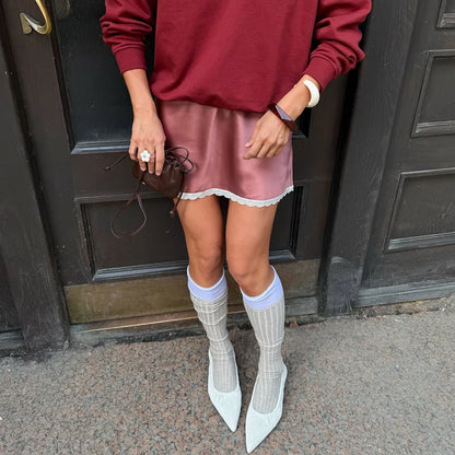 Women Sexy High Waist Satin Mini Skirt White Red Chic Streetwear Summer Elastic Waist Slim Skirt Hot Girls Casual Simple