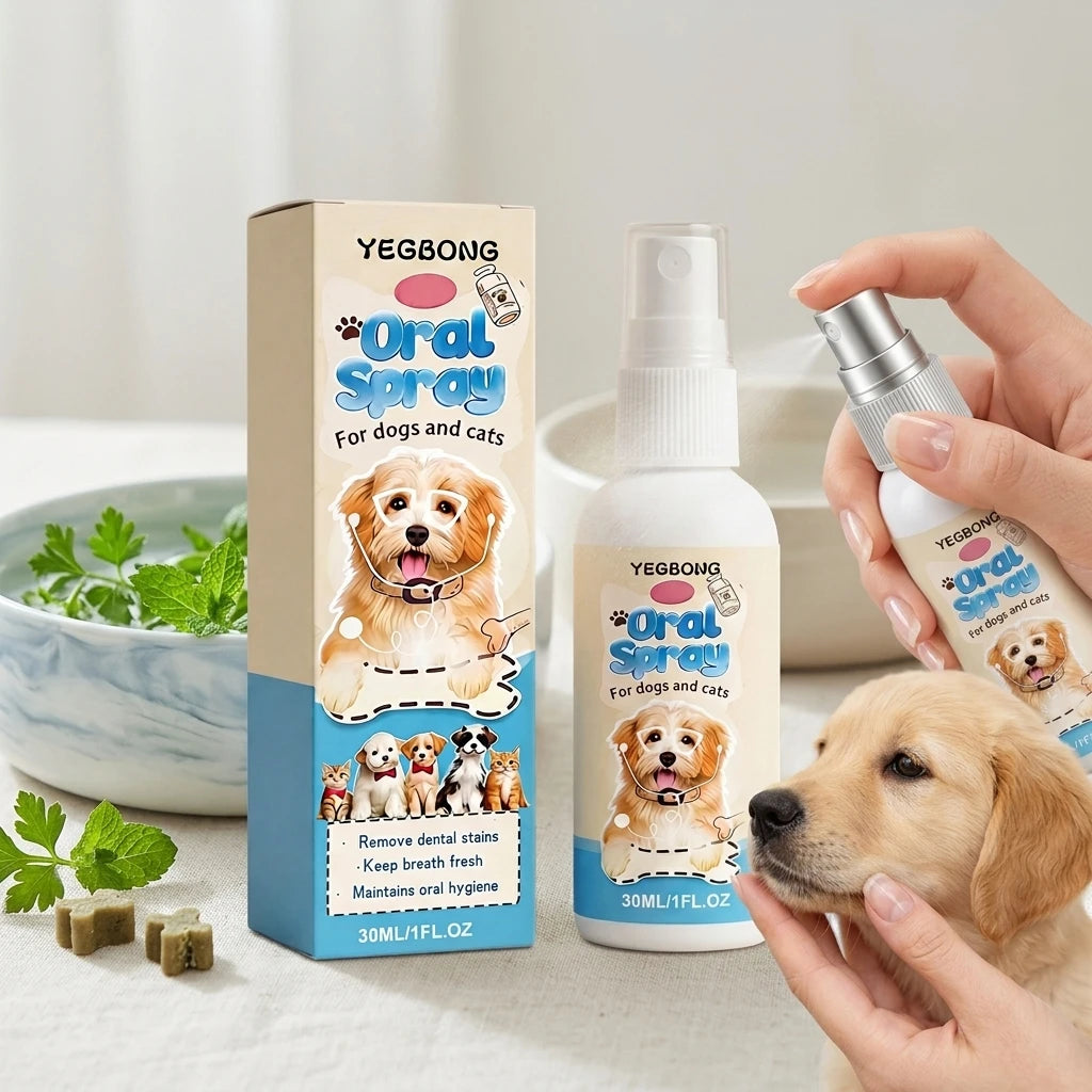 Pet Oral Spray Removing Dental Plaque Eliminating Odors Freshen Breath Soothing Gums Mild Formula No-Brush Pet Dental Care Agent