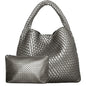 Woven Tote Bag for Women Large Woven Handbag Soft Leather Shoulder Bag Work Shopper Summer Beach Travel Tote Bag with Purse
