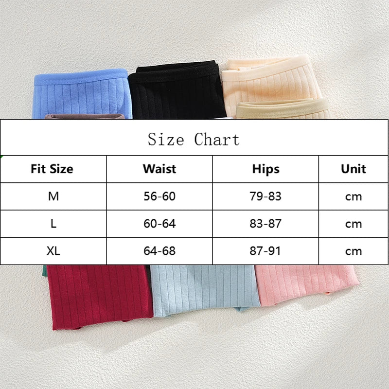 4PCS/SET Women's Cotton Panties Sexy Soft Striped Underpants 12 Solid Color Briefs Female Comfortable Stretch Lingerie M-XL