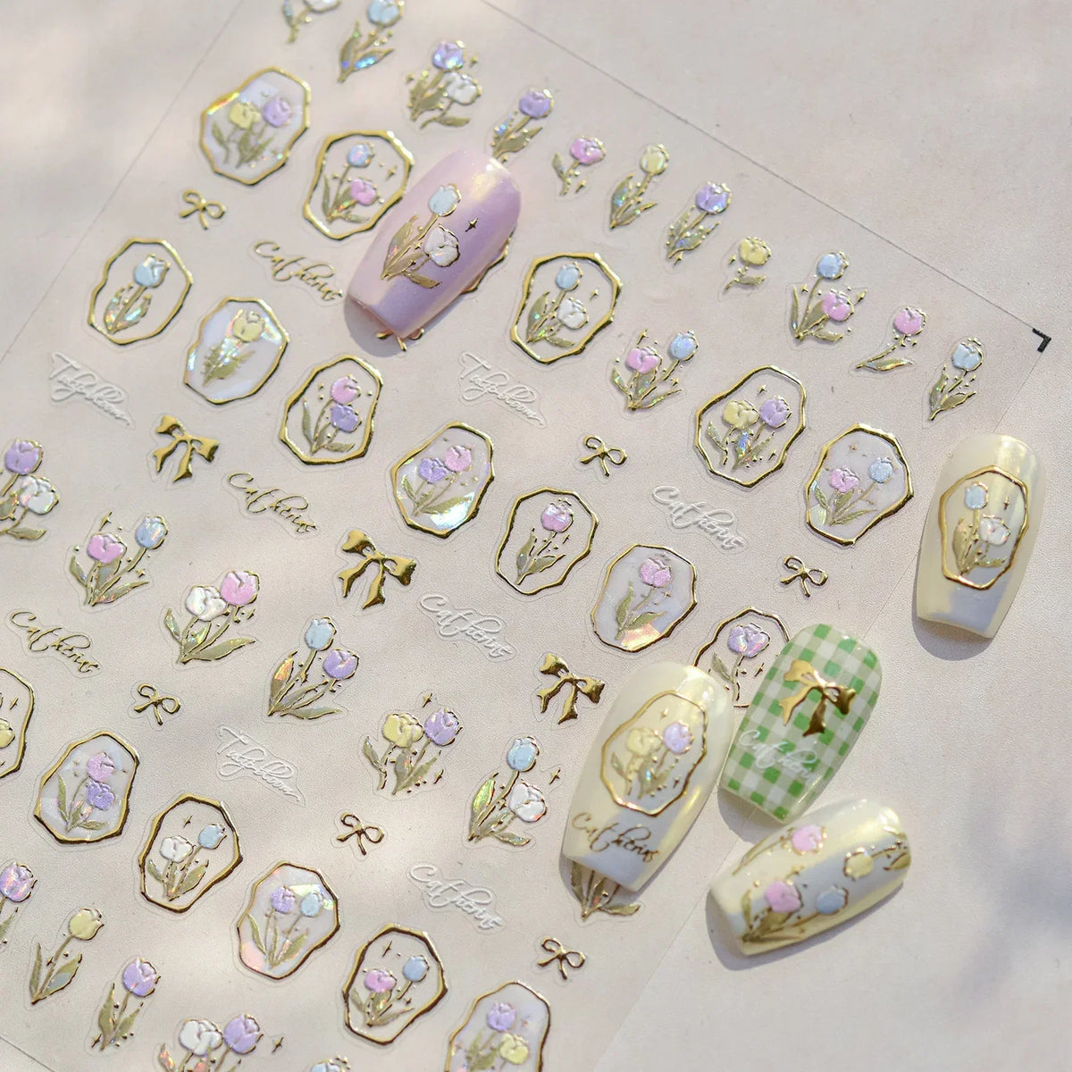 White Flower Petal Cherry Blossom Peach Blossom Falling Petal Floral Gradient 5D Self Adhesive Nail Art Sticker Manicure Decals