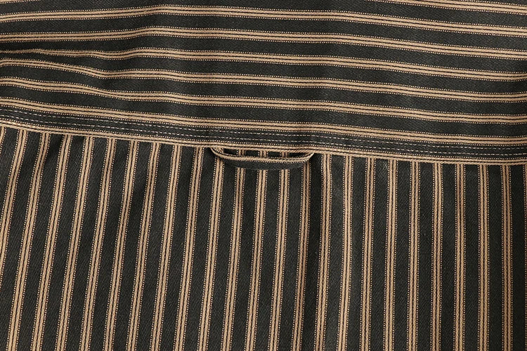 2025 Autumn And Winter New American Retro Stripe Long-Sleeve Lapel Shirt Men's Simple Fashion Washed Multi-pocket Casual Blouses