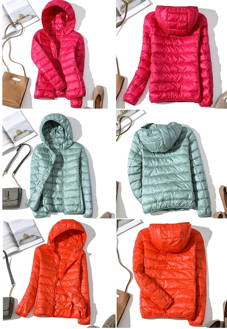 Ultra Light Down Jacket 2025 New Parkas basic Winter jackets Female Women velvet hooded Coats autumn Down Jacket Womens Outwear